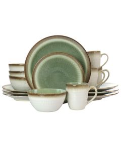 Gibson Elite Moonstruck 16 Piece Ceramic Dinnerware Set in Green